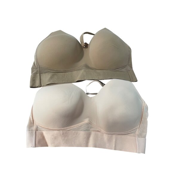 Rhonda Shear 2Pack Molded Cup Bra with Wrap Back Size 1X Pink Beige Lounge 636.5 - Picture 2 of 9